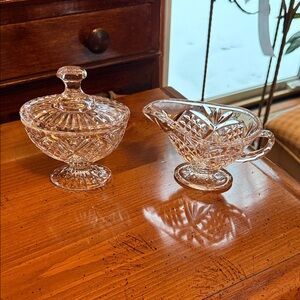 Elegant Crystal Sugar and Creamer Set